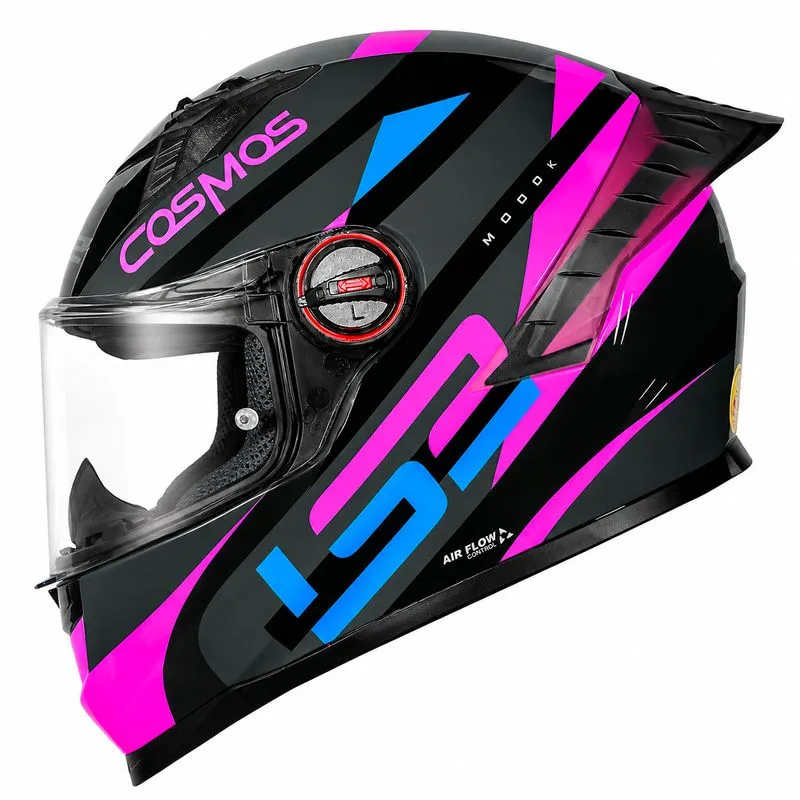 Capacete Original LS2 FF358 Pro Modok Preto Rosa Azul 54