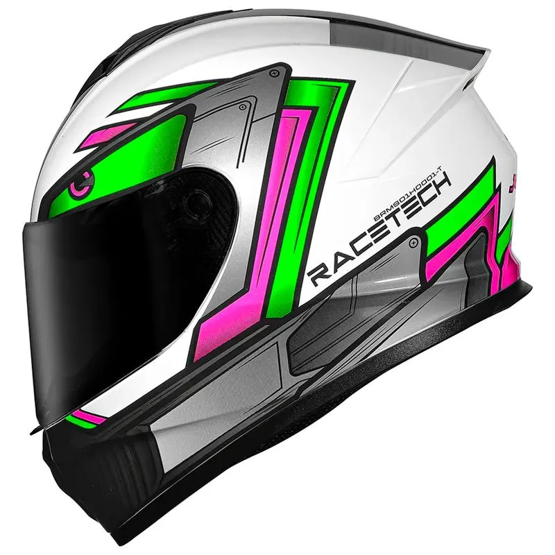 Capacete Race Tech Hit Android Branco Verde 62
