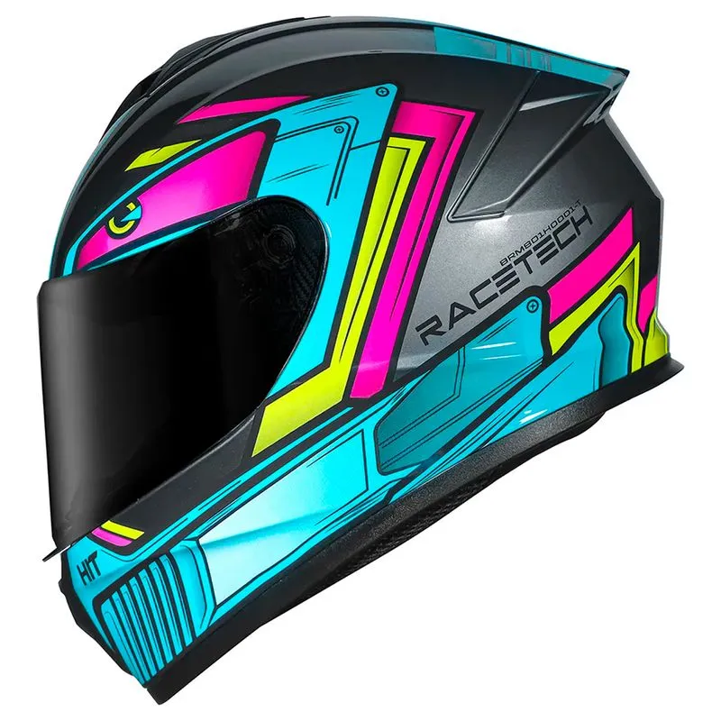 Capacete Race Tech Hit Android Cinza Rosa 56