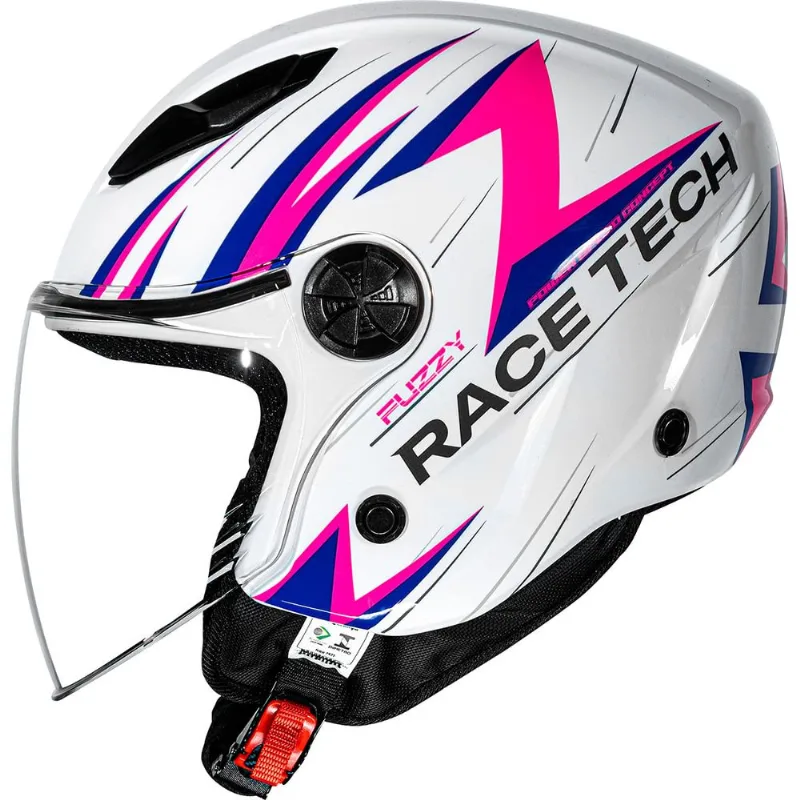 Capacete Race Tech Play Fuzzy Branco Rosa 62