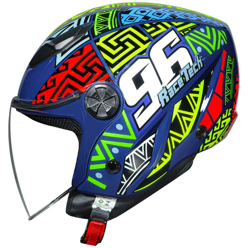 Capacete Race Tech Play Art Azul Laranja 56
