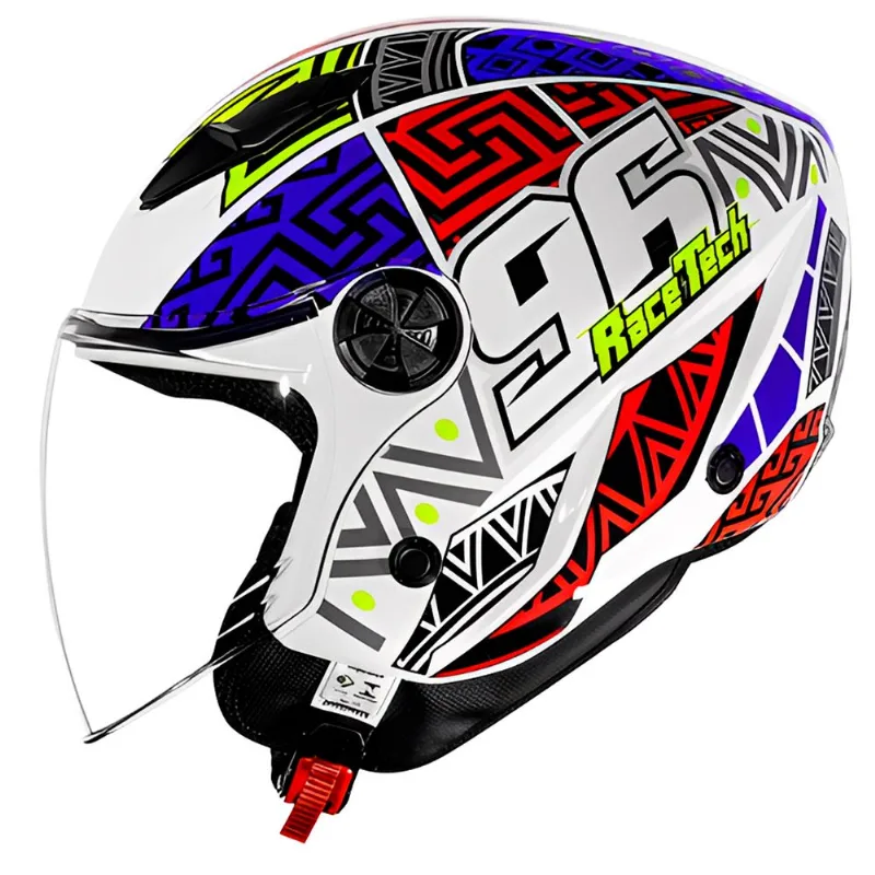 Capacete Race Tech Play Art Branco Azul 56