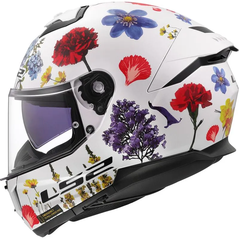 Capacete Original LS2 FF808 Stream 2 Flowers Branco 58