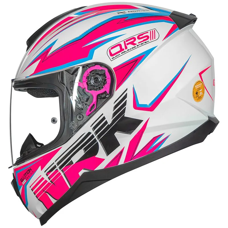 Capacete Original Norisk Razor Ghost Fosco Branco Rosa 58