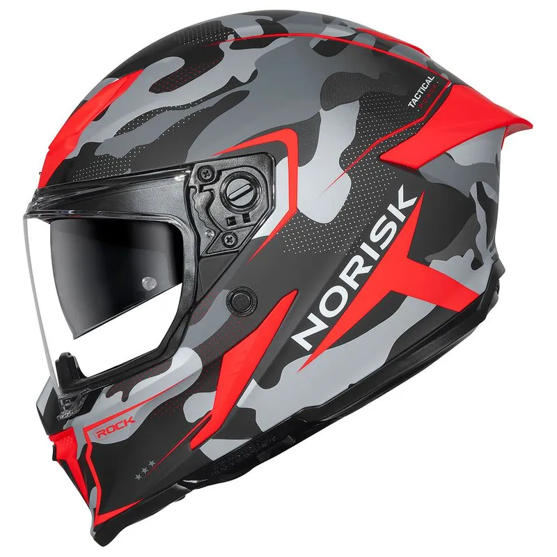 Capacete Original Norisk Rock Tatical Preto Fosco Vermelho 62