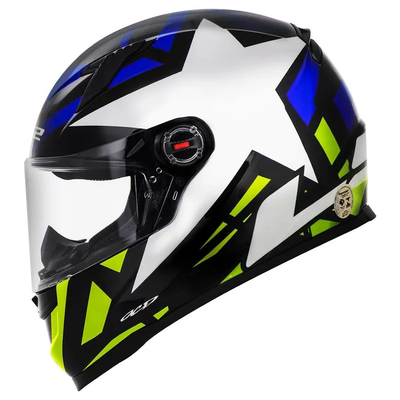 Capacete LS2 FF358 Classic Starwar Azul Amarelo Fluor 56