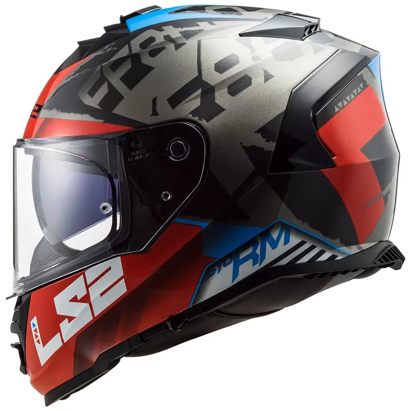 Capacete LS2 FF800 Storm Sprinter Preto Vermelho Titanium 56