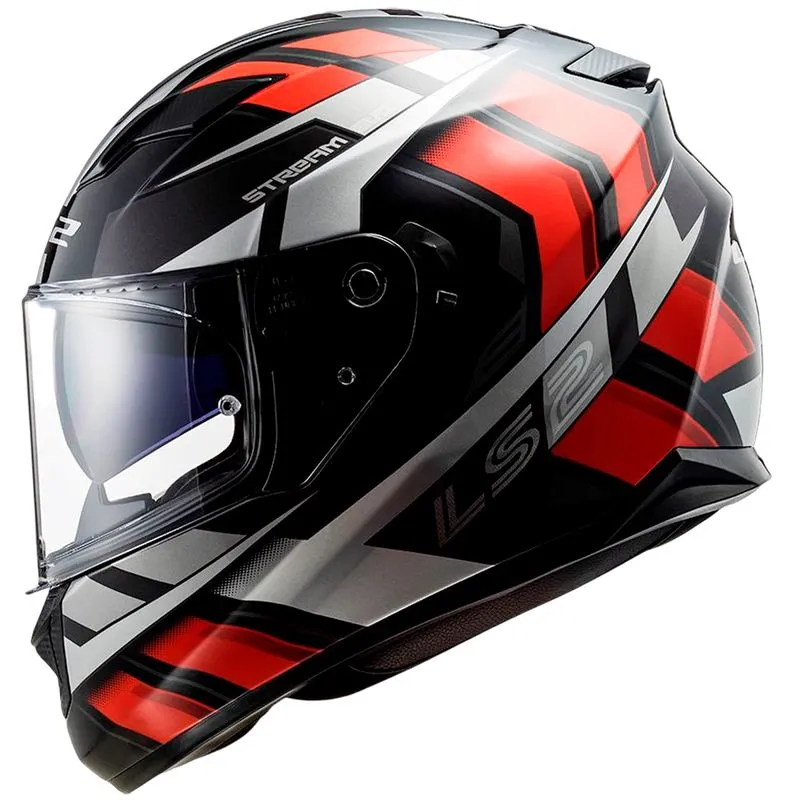 Capacete Original LS2 FF320 Stream Loop Preto Vermelho 58