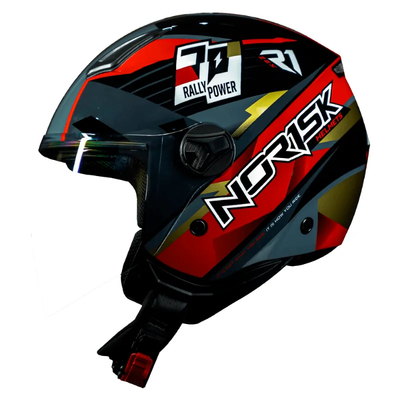 Capacete Original Norisk Orion R1 Preto Vermelho Ouro 60