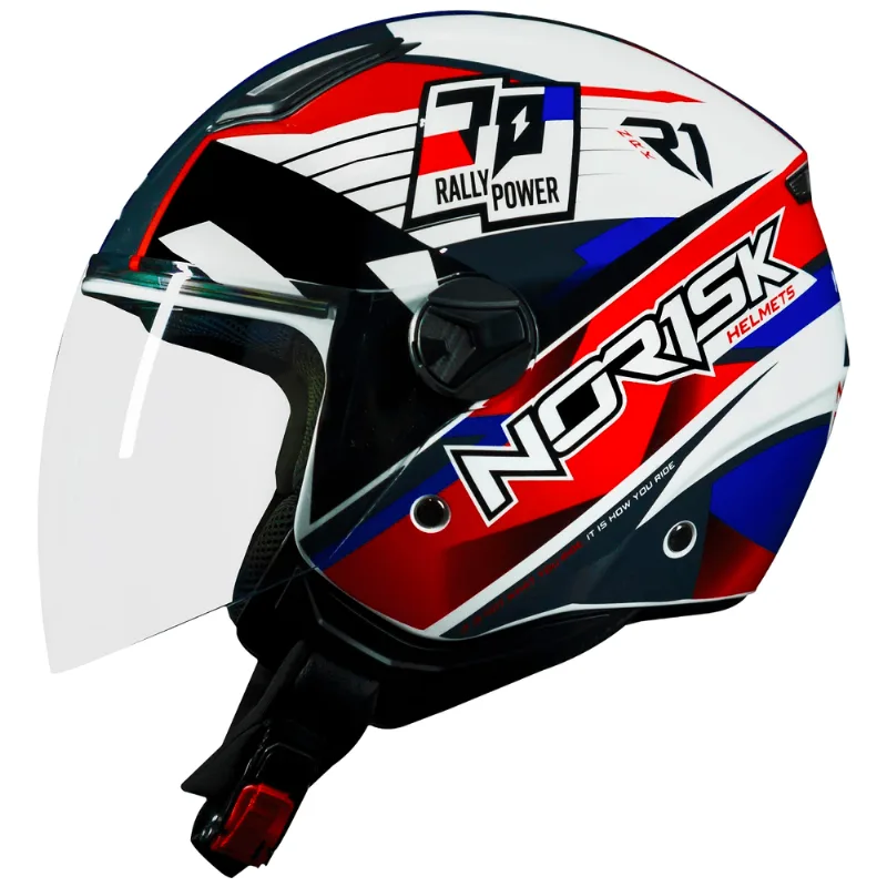 Capacete Original Norisk Orion R1 Branco Vermelho Azul 62