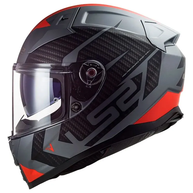 Capacete LS2 FF811 Vector 2 Splitter Fosco Titanium Vermelho 56