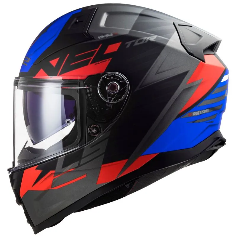 Capacete Original LS2 FF811 Vector 2 Absolute Fosco Preto Azul Vermelho 58
