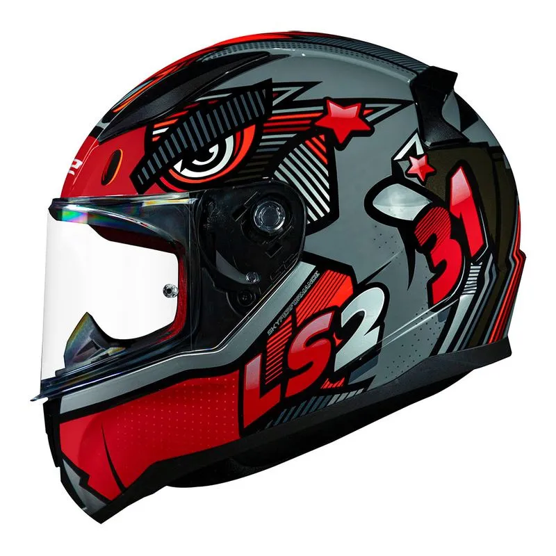 Capacete Original LS2 FF353 Rapid Khan Cinza Vermelho 60
