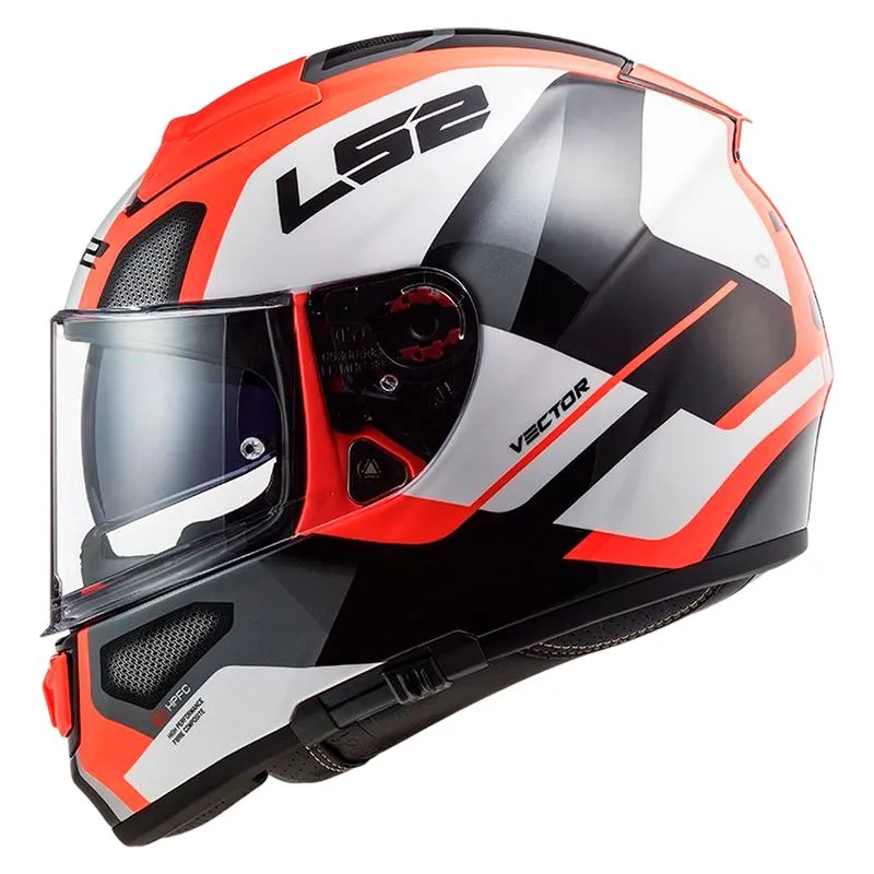 Capacete Original LS2 FF397 Vector Automat Branco Laranja 62