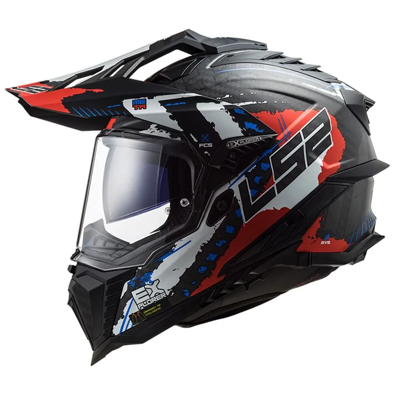 Capacete LS2 MX701 Explorer Carbon Extend Vermelho Fosco 62