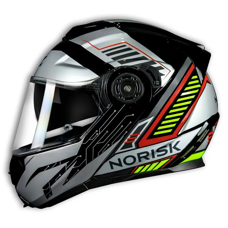 Capacete Original Norisk FF345 Charge Preto Prata Vermelho 64