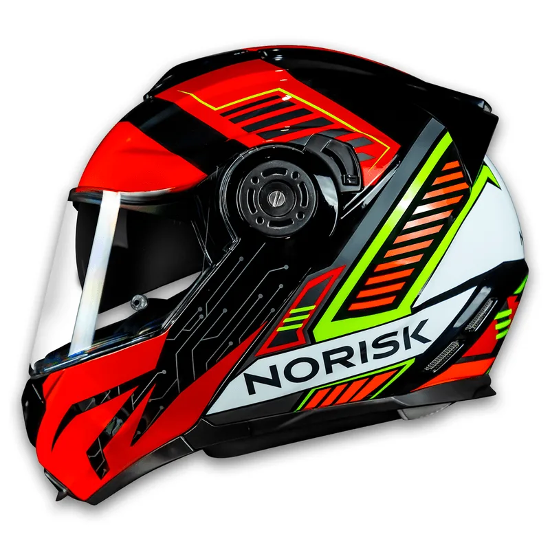 Capacete Original Norisk FF345 Route Charge Preto Vermelho Amarelo 62