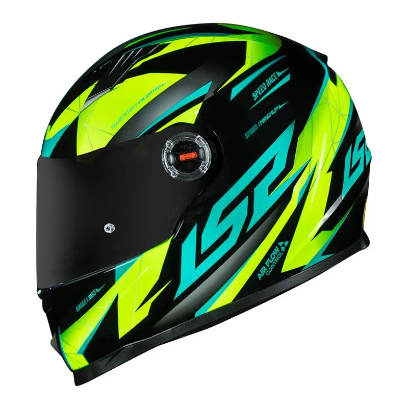 Capacete Original LS2 FF358 Draze Preto Amarelo Verde 54