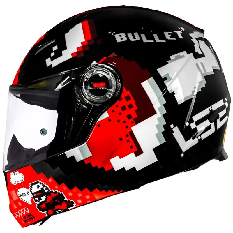 Capacete Original LS2 FF358 Classic Bullet Preto Vermelho 54