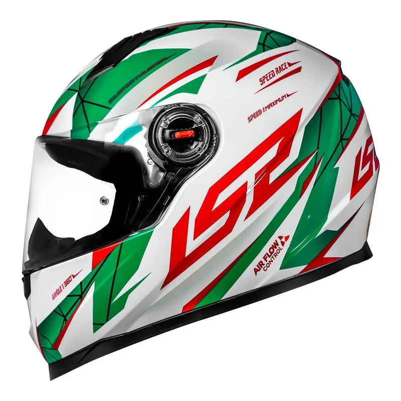 Capacete Original LS2 FF358 Draze Branco Verde Vermelho 62