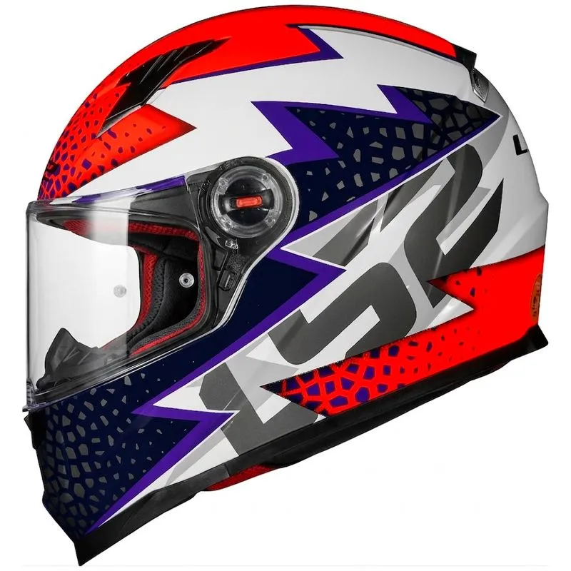 Capacete Original LS2 FF358 Speedy Branco Roxo Laranja 56
