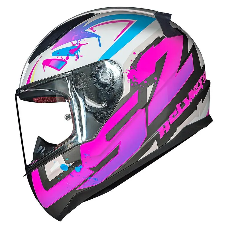 Capacete Original LS2 FF353 Rapid Tagline Branco Rosa 58