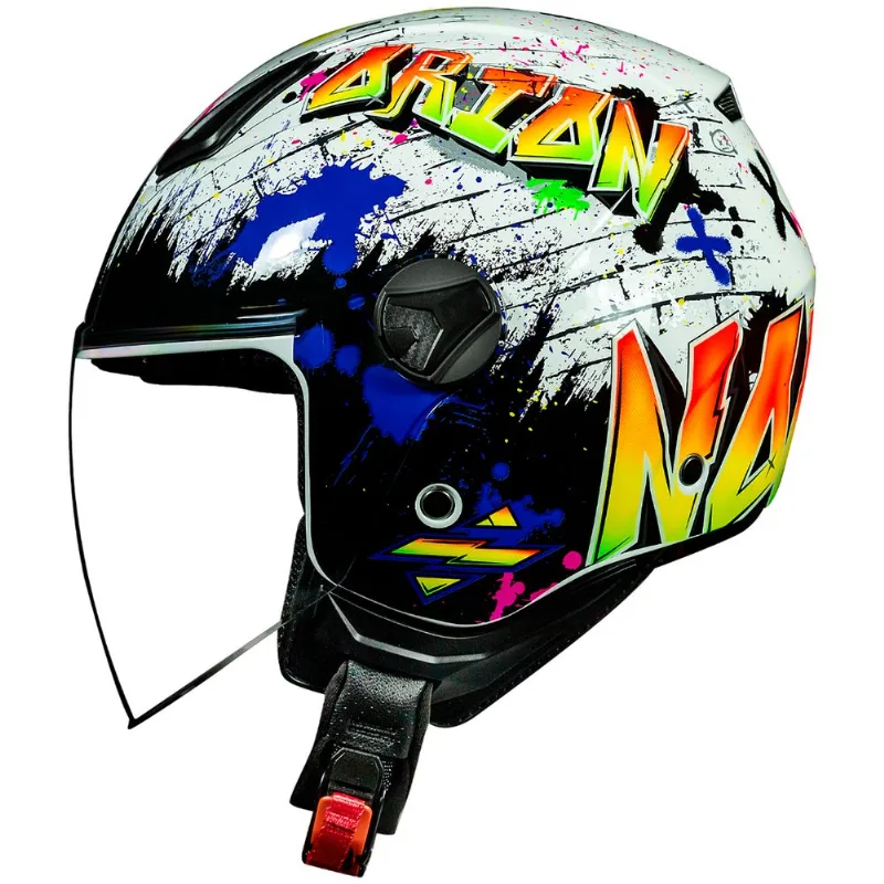 Capacete Original Norisk Orion Shine Branco Laranja 56