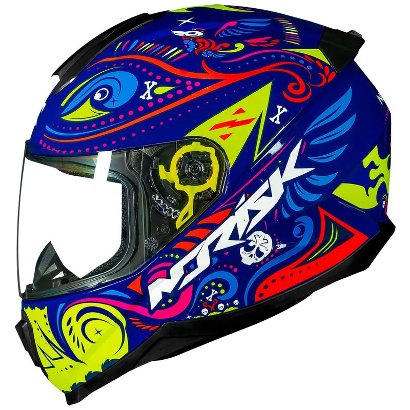 Capacete Fechado Norisk Razor Circus Azul Amarelo 56
