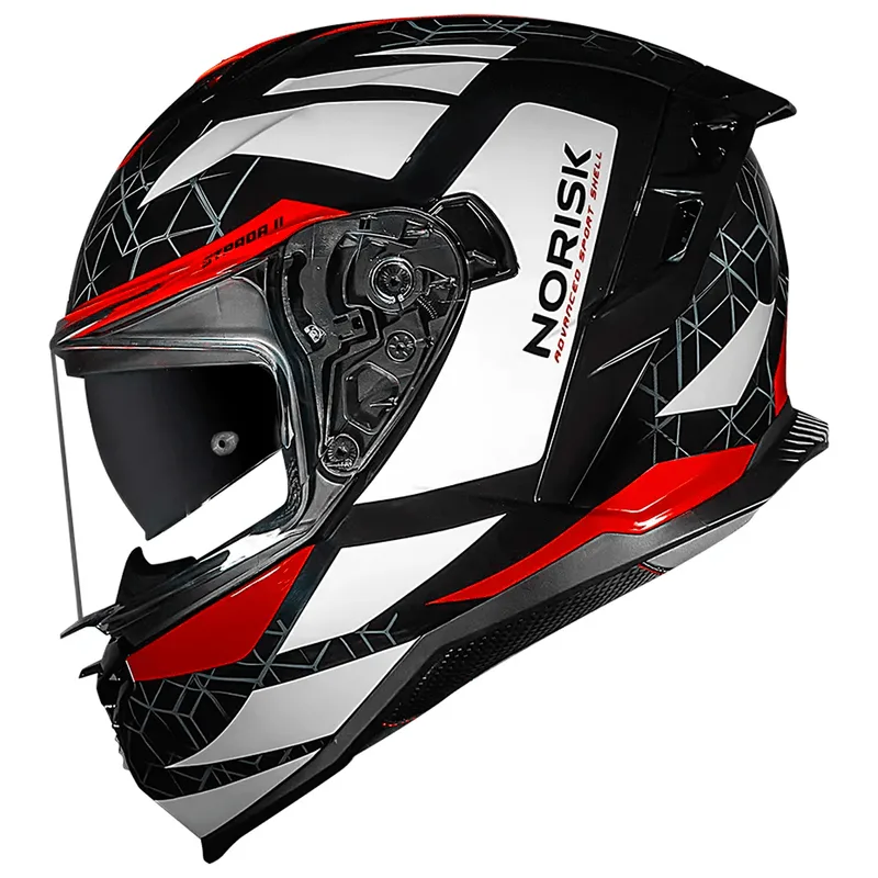 Capacete Original Norisk Strada 2 Evoque Preto Branco Vermelho 56