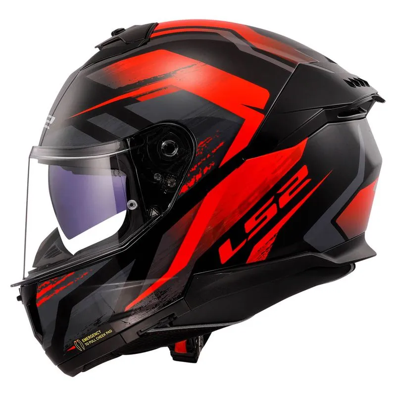 Capacete Original LS2 FF808 Stream 2 Fury Preto Vermelho 58