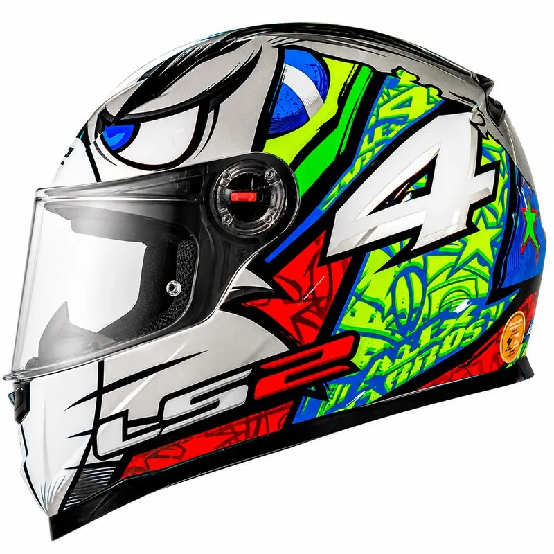 Capacete Original LS2 FF358 Alex Barros Piloto Capacete LS2 FF358 Classic Alex Barros Prata 60