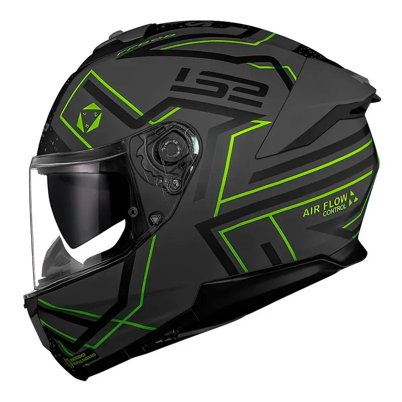 Capacete Original LS2 FF808 Stream 2 Maze Cinza Preto 62