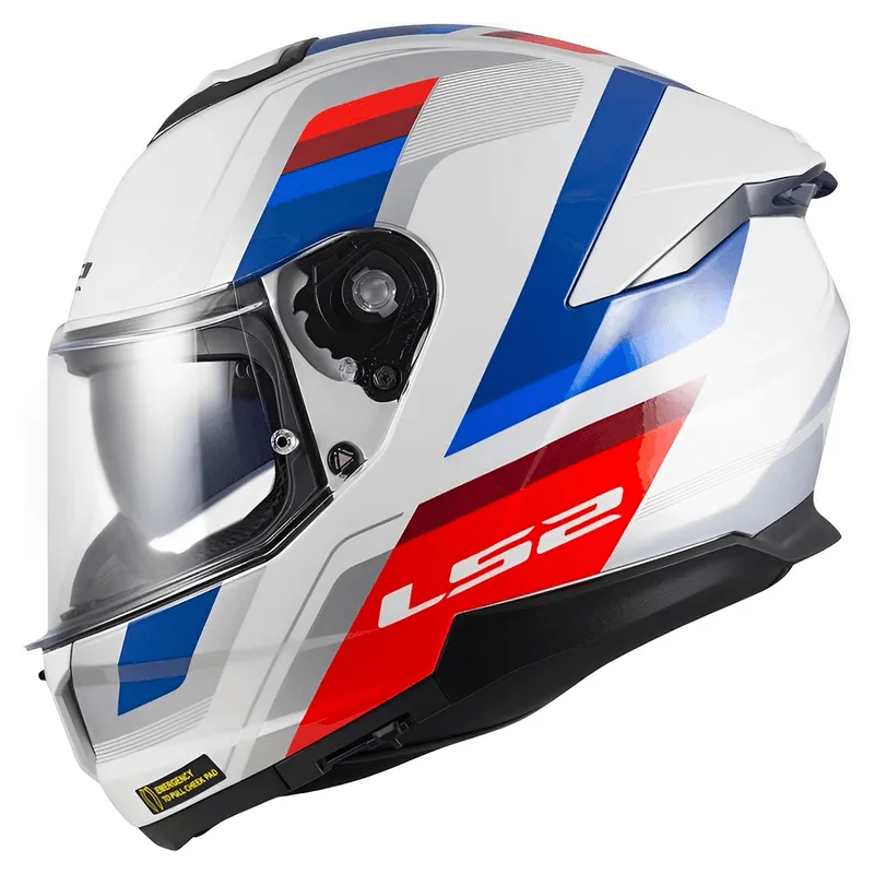 Capacete Original LS2 FF808 Stream 2 Vintage Branco Azul Vermelho 62