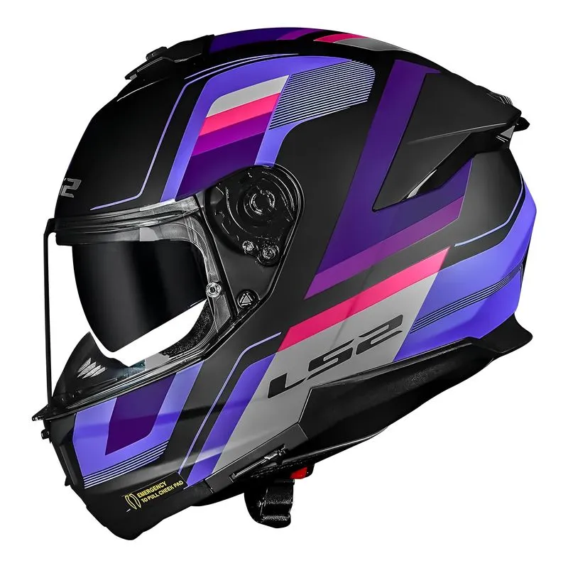 Capacete Original LS2 FF808 Stream 2 Vintage Fosco Preto Roxo Cinza 60