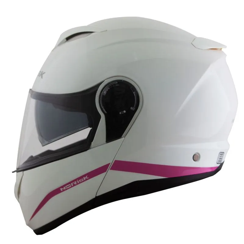 Capacete Original Norisk Force Simplicity Branco Rosa 56