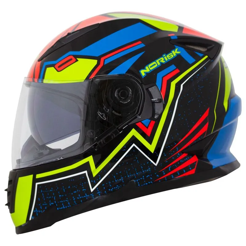 Capacete Original Norisk FF302 Soul Wizard Preto Azul Vermelho Amarelo 58
