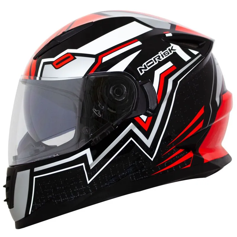 Capacete Original Norisk FF302 Soul Wizard Preto Vermelho Cinza Branco 60