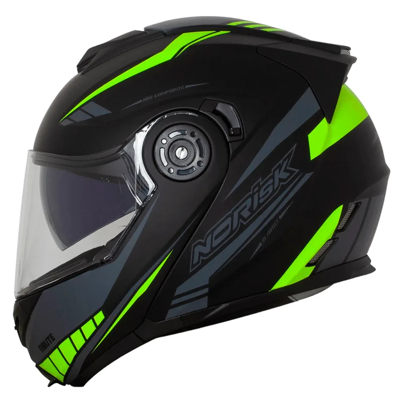Capacete Original Norisk Route FF345 Motion Fosco Preto Amarelo 56