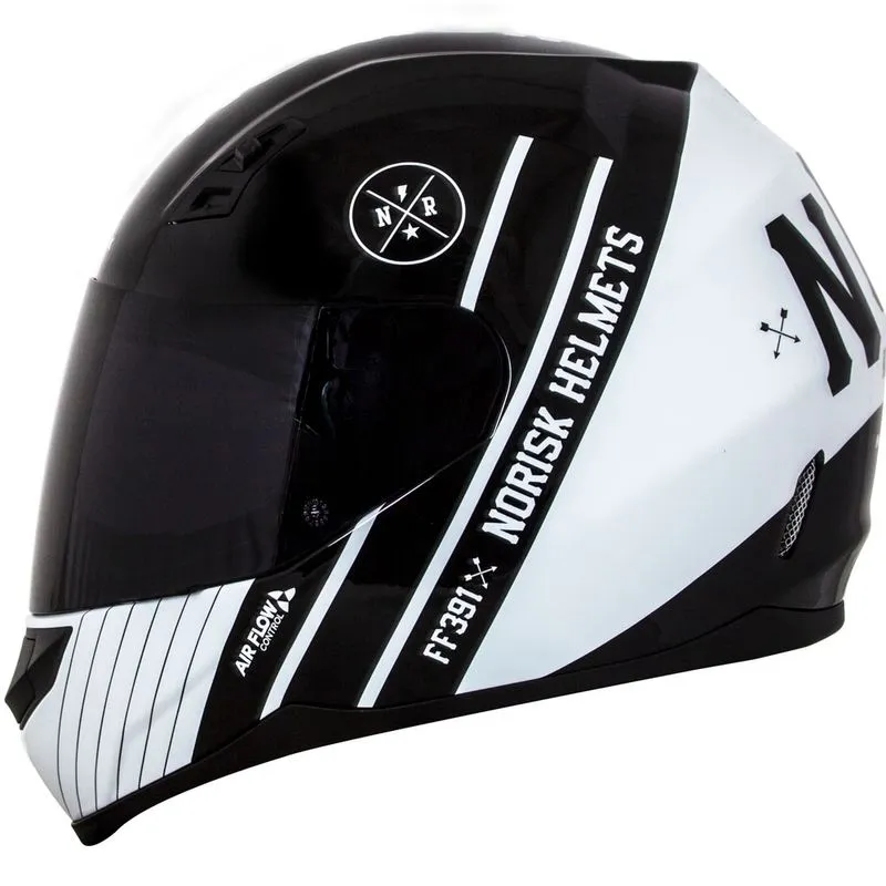 Capacete Original Norisk FF391 Knight Preto Branco 60