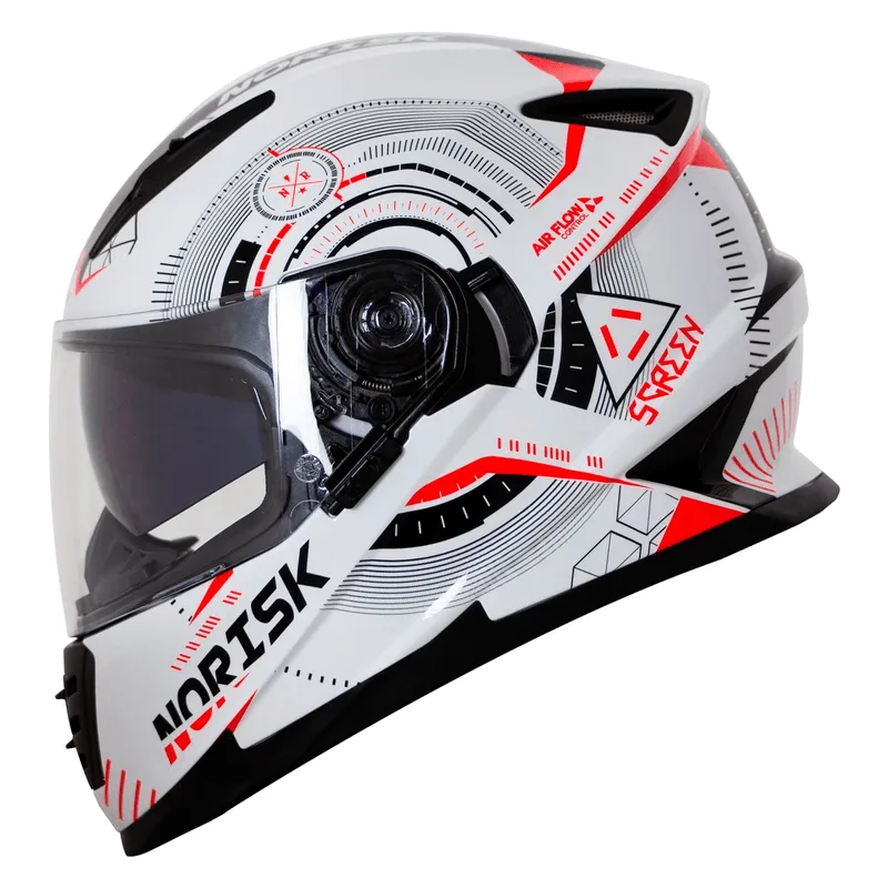 Capacete Original Norisk FF302 Soul Screen Branco Preto Vermelho 54