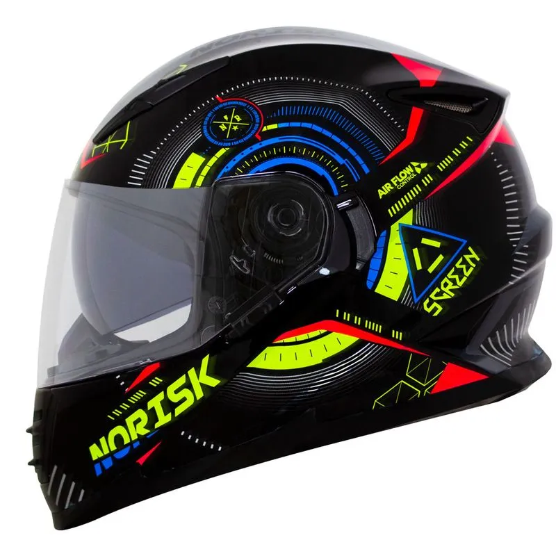 Capacete Original Norisk FF302 Soul Screen Preto Verde Laranja Azul 58