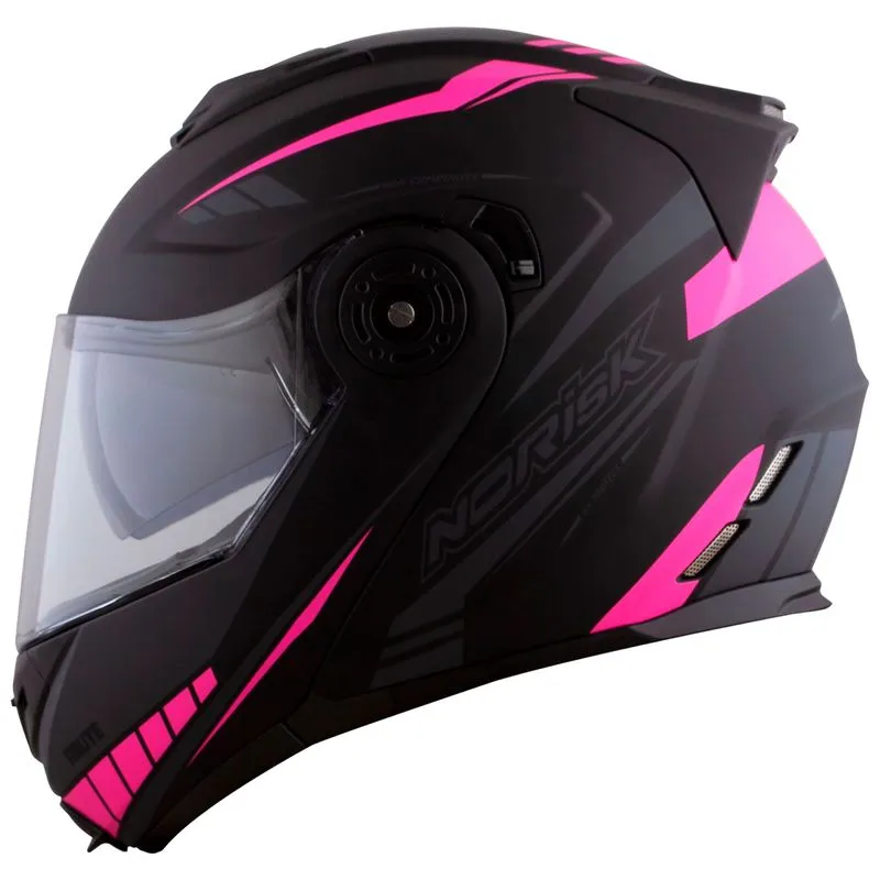 Capacete Original Norisk Route FF345 Motion Fosco Preto Rosa 58