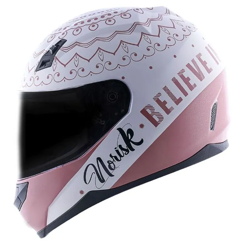 Capacete Original Norisk FF391 Girl Power Branco Rosa 54