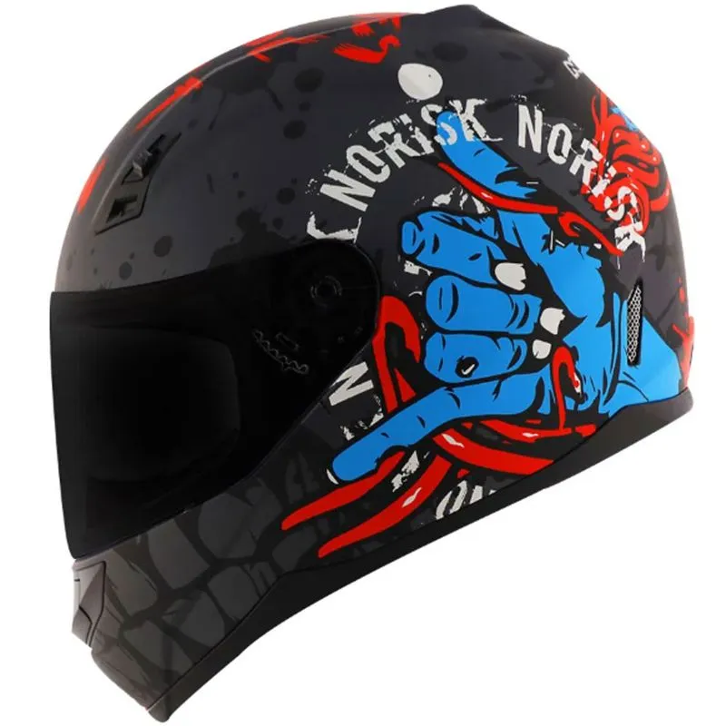 Capacete Original Norisk FF391 Zombie Titanium Azul Vermelho Fosco 60