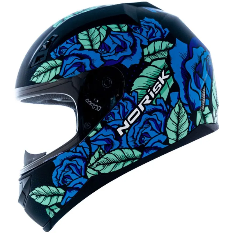 Capacete Original Norisk FF391 Bed Of Roses Fosco Preto Azul 54