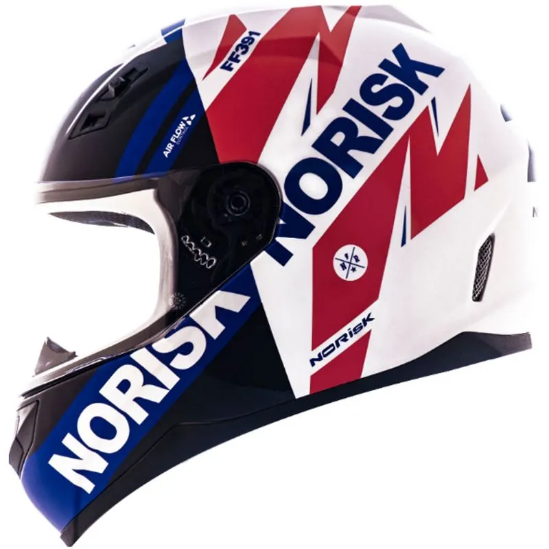 Capacete Original Norisk FF391 Furious Branco Azul Vermelho 58