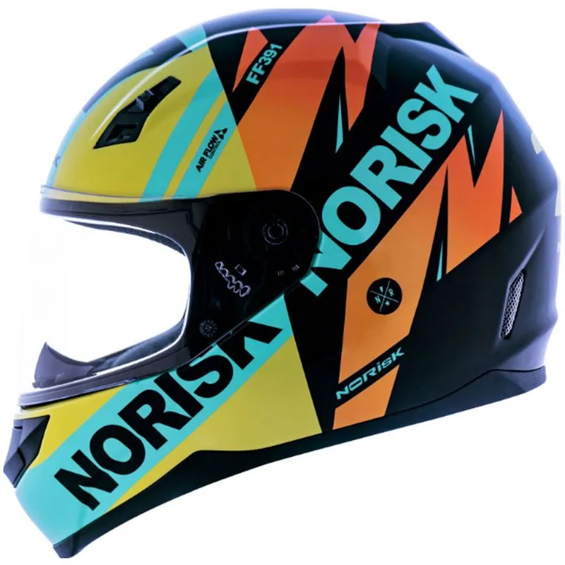 Capacete Original Norisk FF391 Furious Preto Amarelo Azul 58
