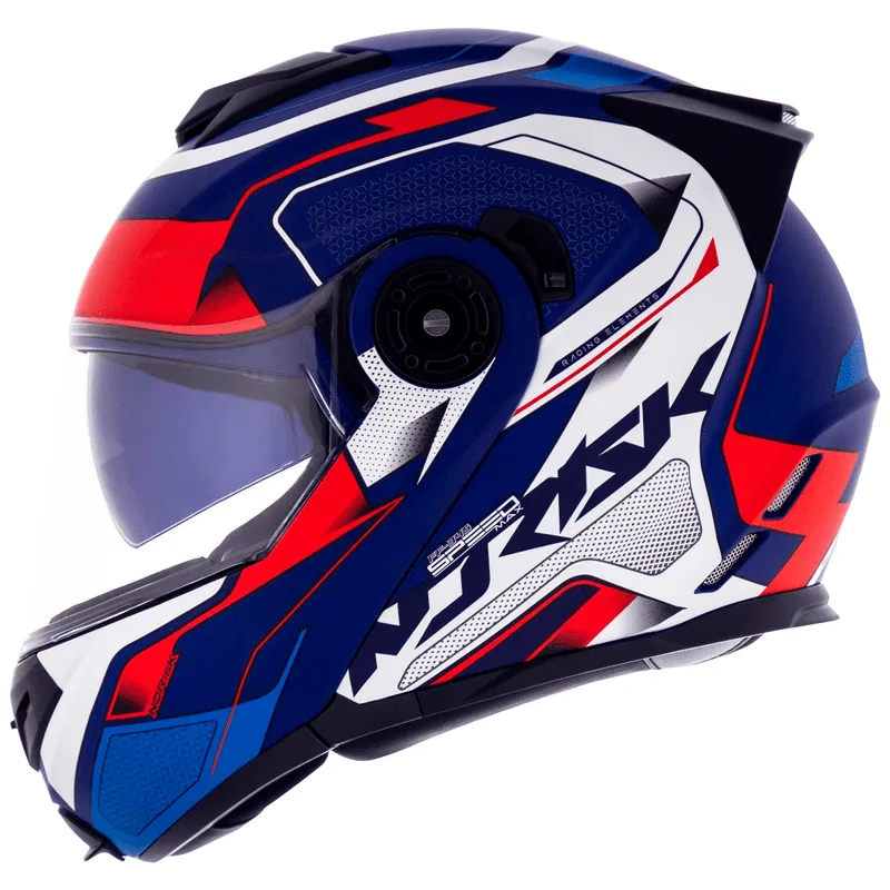 Capacete Original Norisk FF345 Speedmax Fosco Azul Branco Vermelho 56