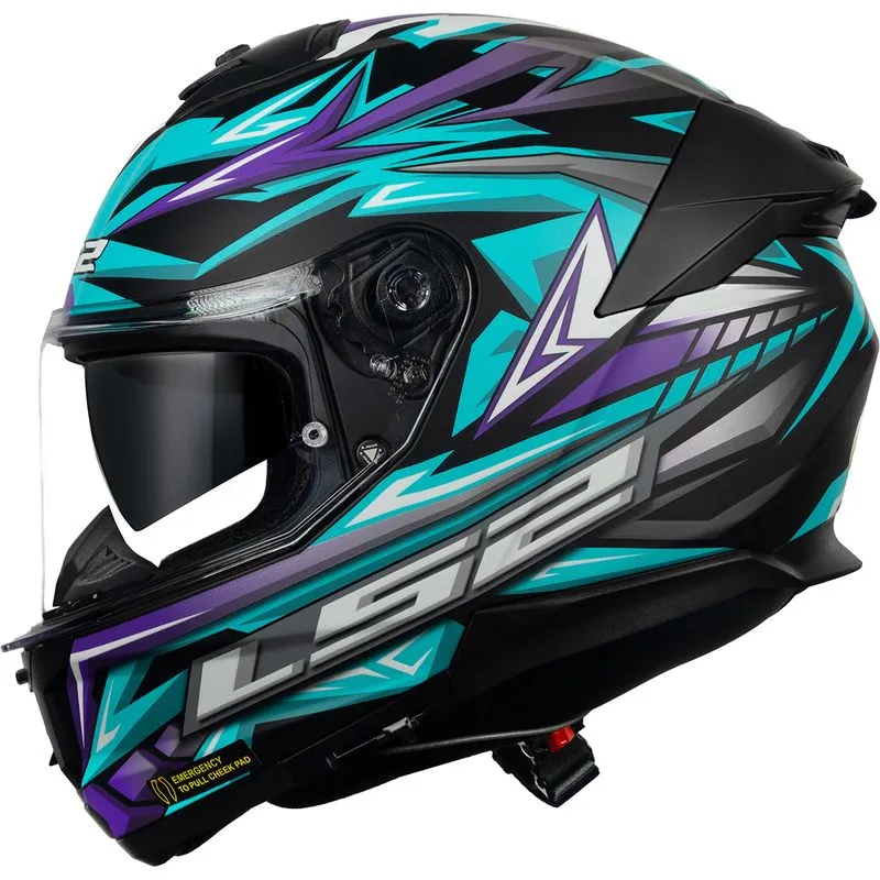 Capacete LS2 FF808 Stream 2 Firefly Azul Roxo Fosco 56