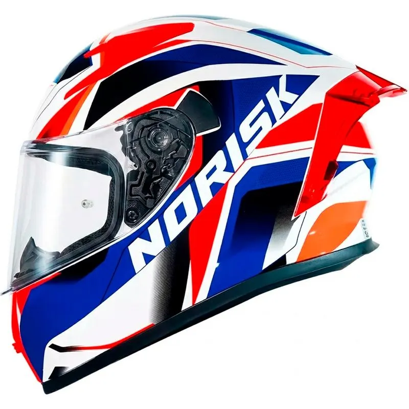 Capacete Norisk Flow Pulse Branco Azul Vermelho 58
